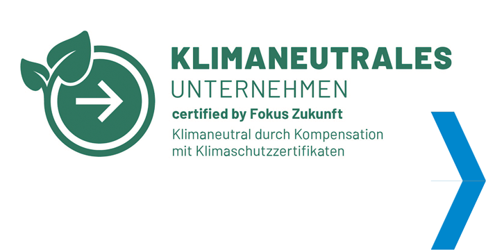 Klimaneutrales Unternehmen - certified by Fokus Zukunft